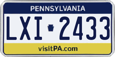 PA license plate LXI2433