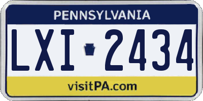 PA license plate LXI2434