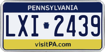 PA license plate LXI2439