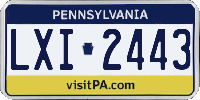 PA license plate LXI2443