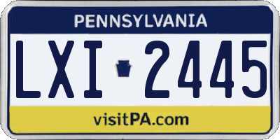 PA license plate LXI2445