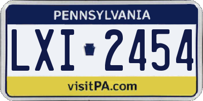 PA license plate LXI2454