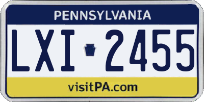 PA license plate LXI2455