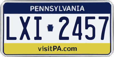 PA license plate LXI2457