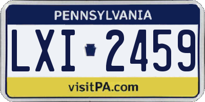 PA license plate LXI2459