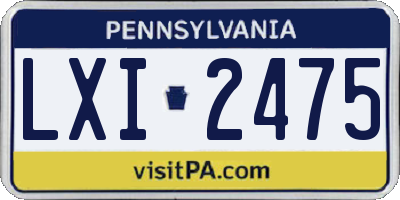 PA license plate LXI2475