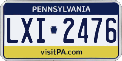 PA license plate LXI2476