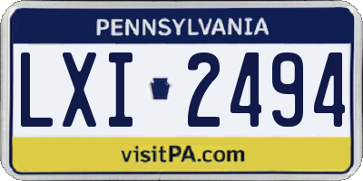 PA license plate LXI2494