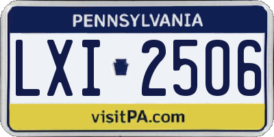 PA license plate LXI2506