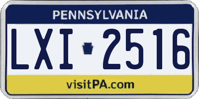 PA license plate LXI2516