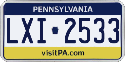 PA license plate LXI2533