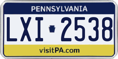 PA license plate LXI2538