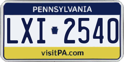PA license plate LXI2540