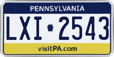 PA license plate LXI2543