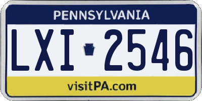 PA license plate LXI2546