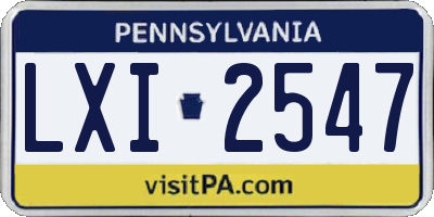 PA license plate LXI2547