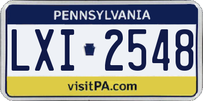 PA license plate LXI2548
