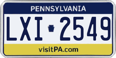 PA license plate LXI2549