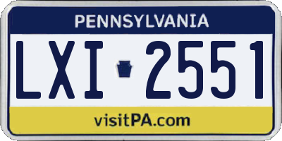 PA license plate LXI2551