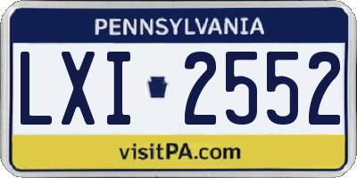 PA license plate LXI2552