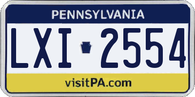 PA license plate LXI2554