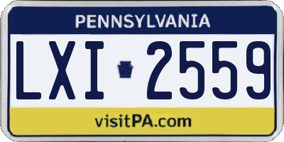 PA license plate LXI2559