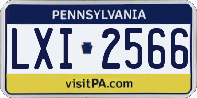 PA license plate LXI2566