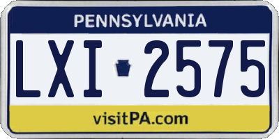 PA license plate LXI2575