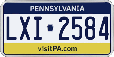 PA license plate LXI2584