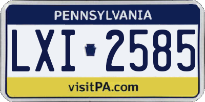 PA license plate LXI2585