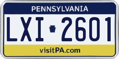 PA license plate LXI2601