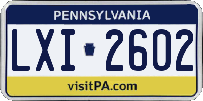 PA license plate LXI2602