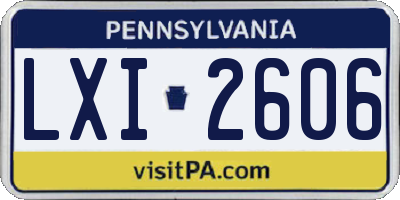 PA license plate LXI2606