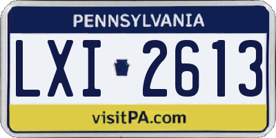 PA license plate LXI2613