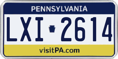 PA license plate LXI2614