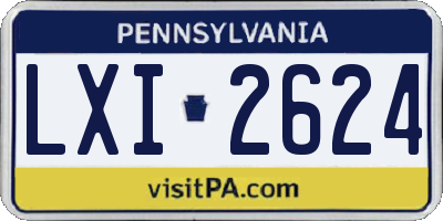 PA license plate LXI2624