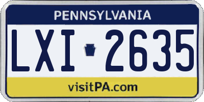 PA license plate LXI2635
