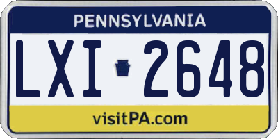 PA license plate LXI2648