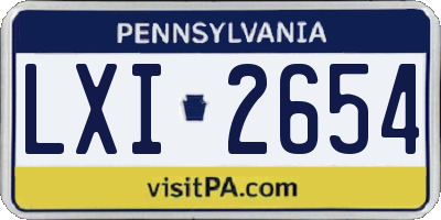 PA license plate LXI2654