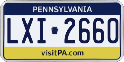 PA license plate LXI2660