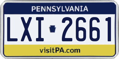 PA license plate LXI2661