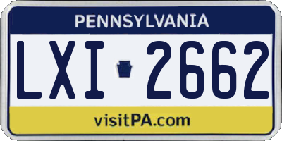 PA license plate LXI2662