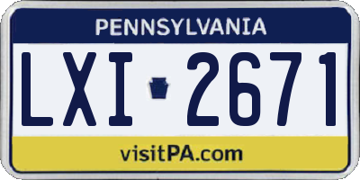 PA license plate LXI2671