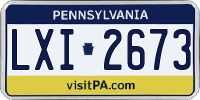 PA license plate LXI2673