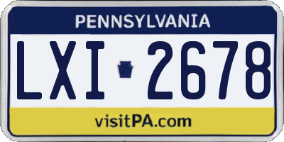 PA license plate LXI2678