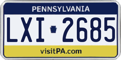 PA license plate LXI2685