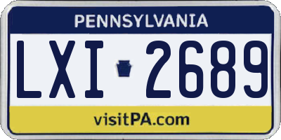 PA license plate LXI2689