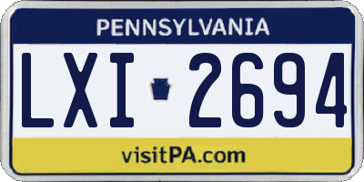 PA license plate LXI2694