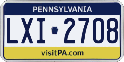 PA license plate LXI2708