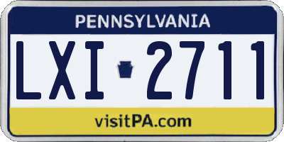 PA license plate LXI2711